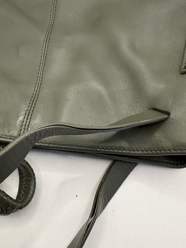 Vintage Talbots Green Genuine Leather Bag Satchel Shoulder Bag Handbag 13”x 8” gallery