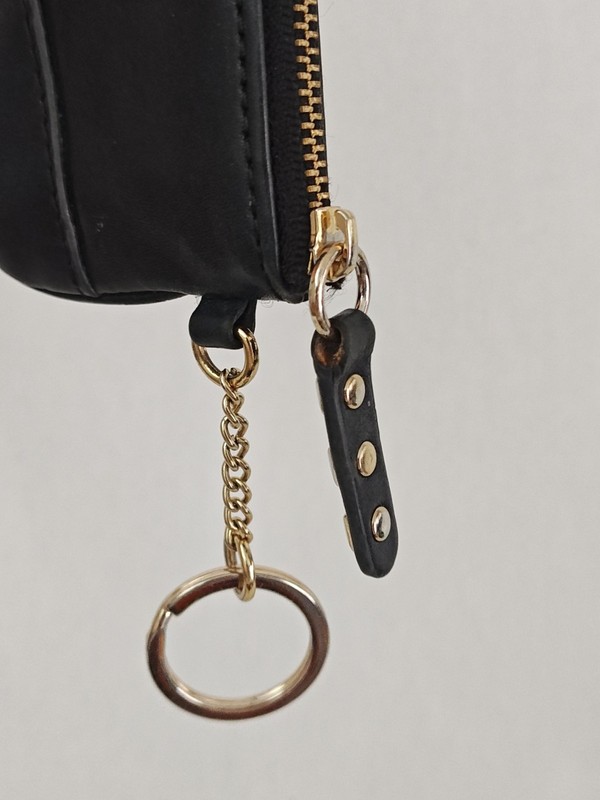 Rebecca Minkoff Leather Black Mini Wallet Zip Close Women's Keychain Card holder gallery