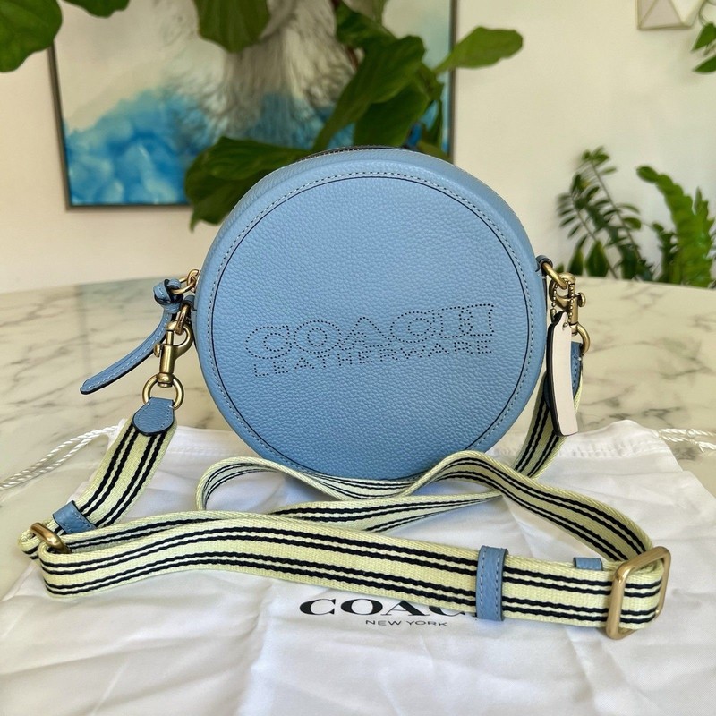 NWOT Coach Kia Circle Bag In Colorblock Brass Azure Blue Multi C3427 Crossbody