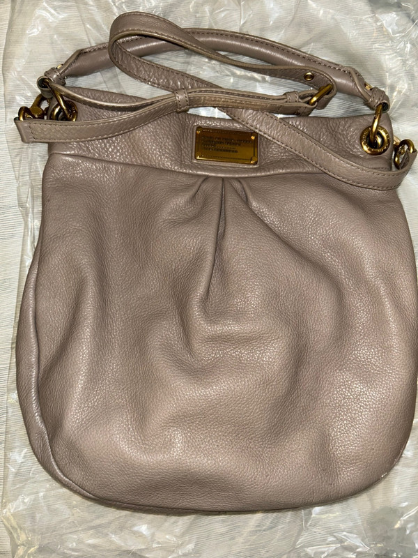 $475. Marc by Marc Jacobs Hobo Q Hillier Pebbled Leather Cross Body Bag Gray