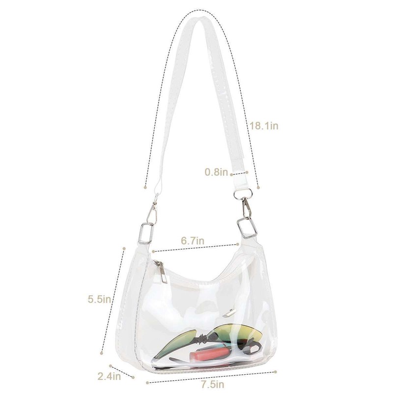 Women Mini Transparent Bag PVC Stadium Approved Sports Handbag Purse Zipper gallery