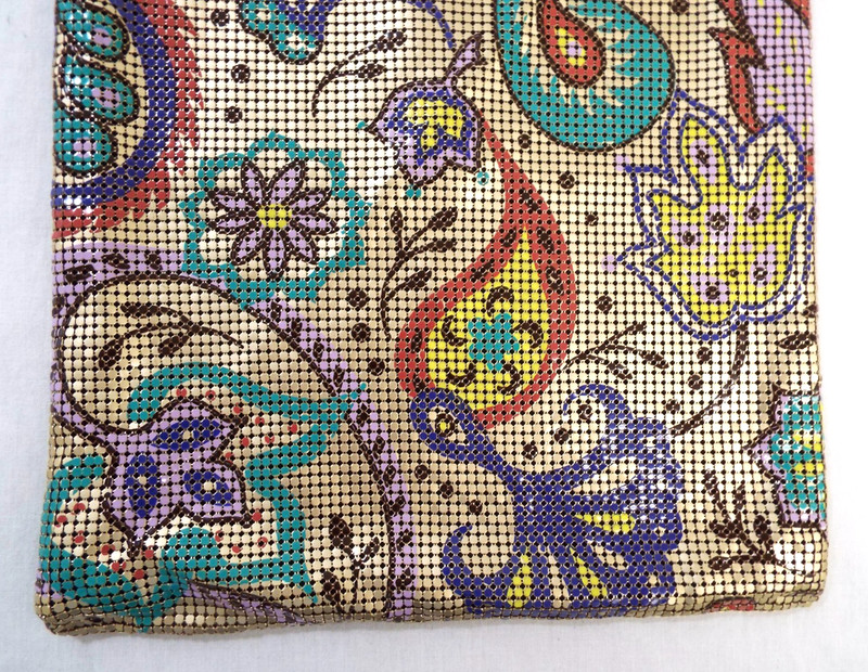 Vintage Whiting & Davis Paisley Mesh Handbag Purse Colorful Enamel Gold PERFECT gallery