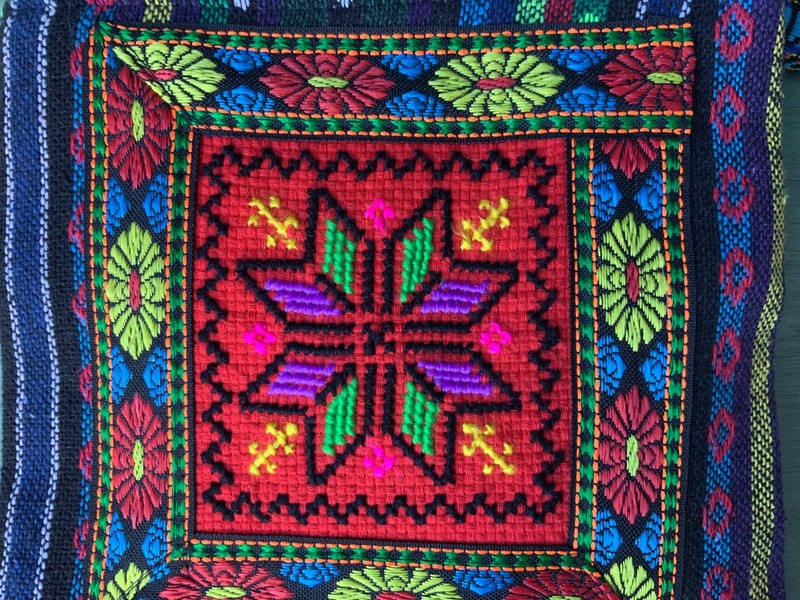 9"x11” Square Embroidered Cotton Blend Boho Crossbody Fringe & Bead Trim Lined gallery
