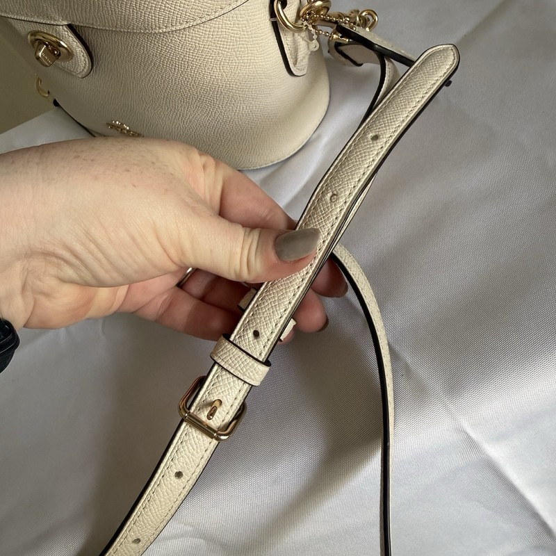 Coach Kay Bone White Leather Vanity Case Crossbody Top Handle Bag Purse gallery