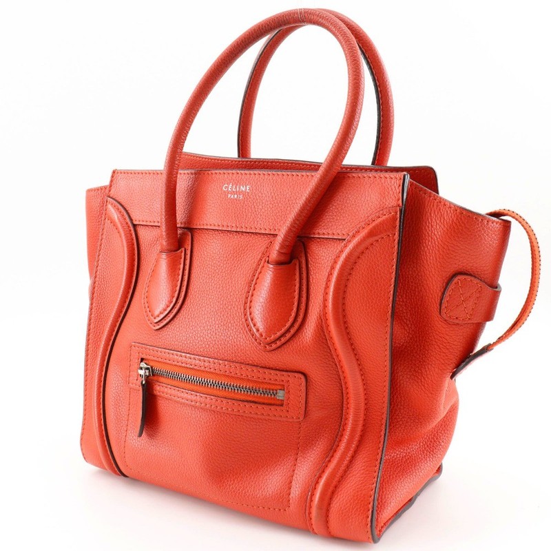 CELINE Luggage Handbag Micro shopper Red/Orange leather Women gallery