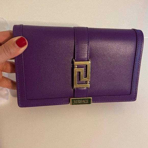Versace Greca Goddess Mini Bag, dark purple with chain-link shoulder strap gallery