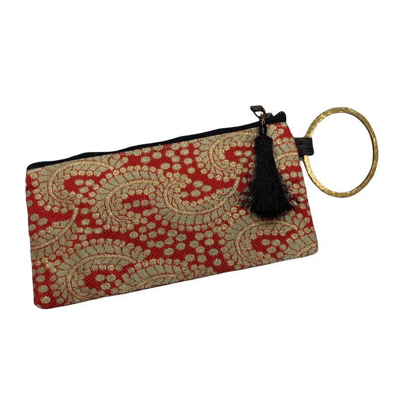 Amani Peace Wristlet Bangle Brass Small Bag Orange Gold Geometric