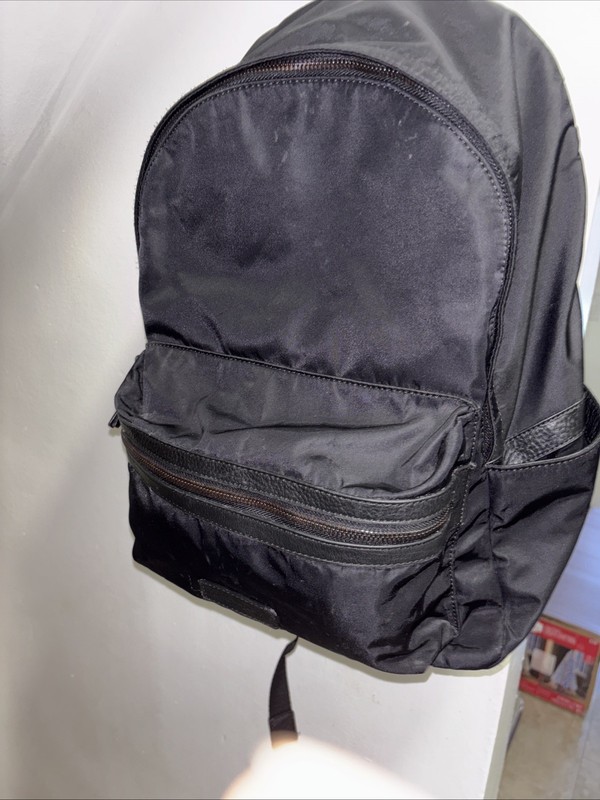 MASSIMO DUTTI Backpack Model 2083 Canvas Leather Zipper Women’s 15”x15”x5”