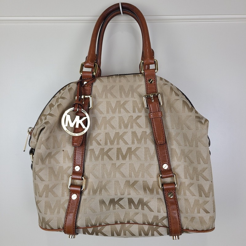 Michael Kors Ginger Signature Duffle Hand Bag Leather Straps