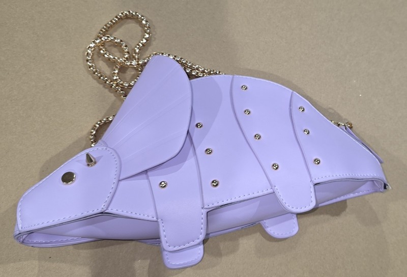 Lavender Triceratops Crossbody Gold Hardware Studded Women’s Bag