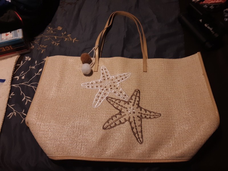 Womens Wicker Bag Tote Beach Straw Woven Summer Rattan – Large – Starfish
