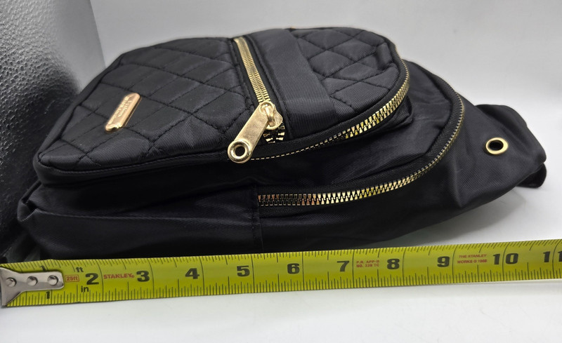 Single Strap Crossbody Backpack BLACK/GOLD Quilted Fashion Jingpin Creations New gallery