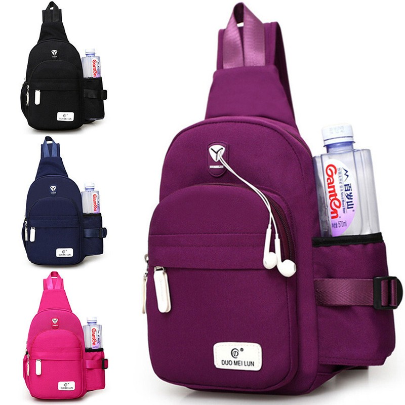 Men’s Women’s Nylon Chest Sling Bag Crossbody Shoulder Backpack Sport Satchel