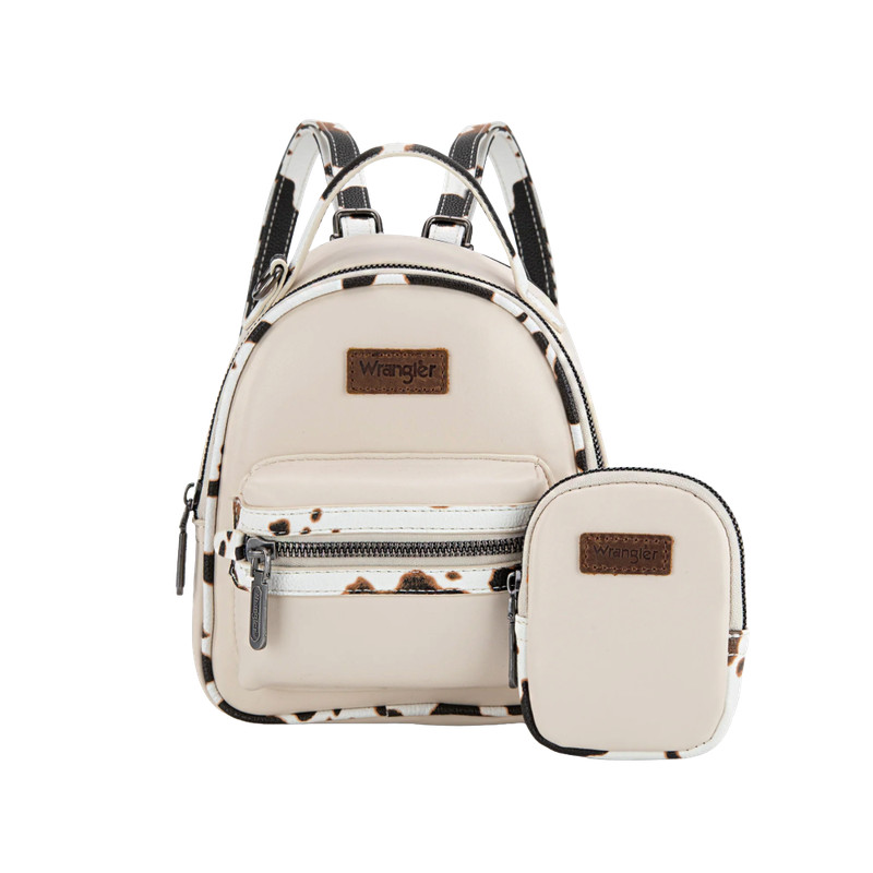Wrangler Ladies Cow Print Tan Western Mini Backpack WG102-8600TN