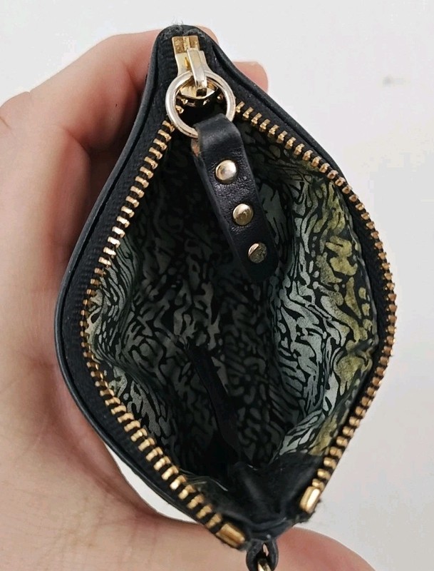 Rebecca Minkoff Leather Black Mini Wallet Zip Close Women's Keychain Card holder gallery