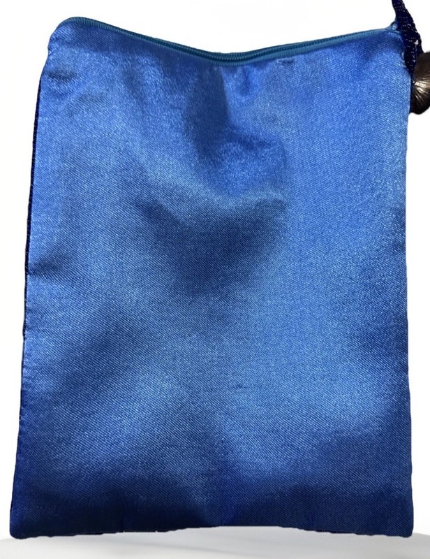 Millicent Fine Handbag Blue Beaded Flower Purse Long Bead Strap W/ Silver Poppy gallery
