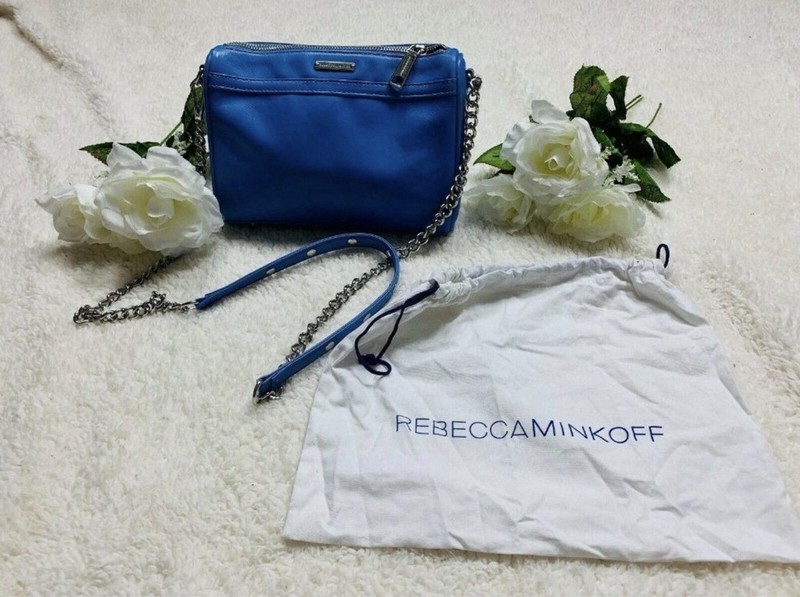 REBECCA MINKOFF MAC Blue Crossbody Chain Strap Silver Hardware with Dust Bag