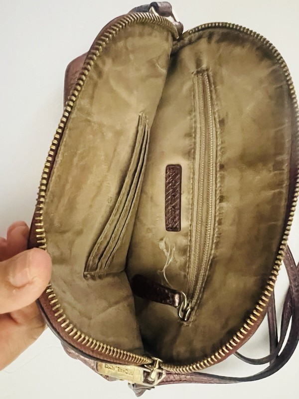 Michael Kors Metallic Snake Embossed Crossbody Bag Brown Bronze Gold Hardware gallery
