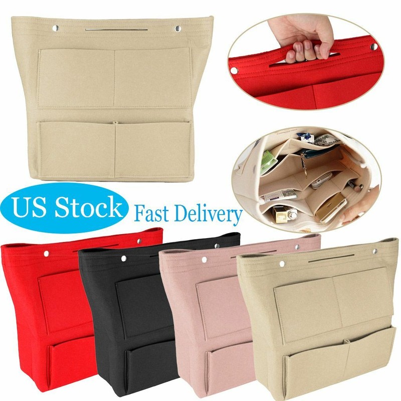 Multi-Pocket Tall Long Insert Bag Felt Purse Handbag Bag Liner Tote Organizer US