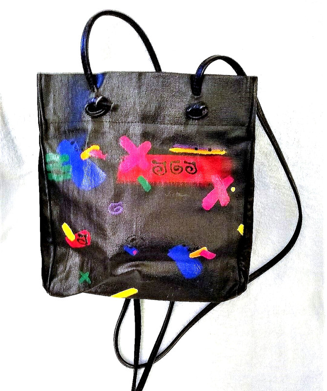 Victoria Bag, Medium Size 1-of-a-Kind Hand Painted Leather Wearable Modern Art