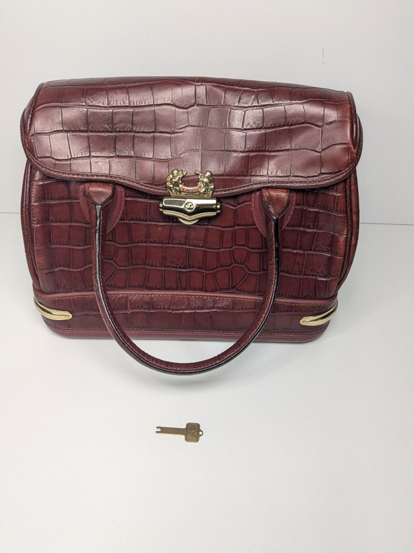 Celeber PIERO GUIDI Vintage Purse Collectors Bag Italy Leather Silk Key Lock