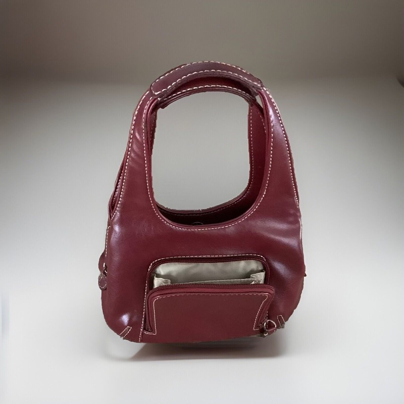 ❤️ Vintage 90s Rare Nine West Burgundy Top-Stitched Party Purse gallery
