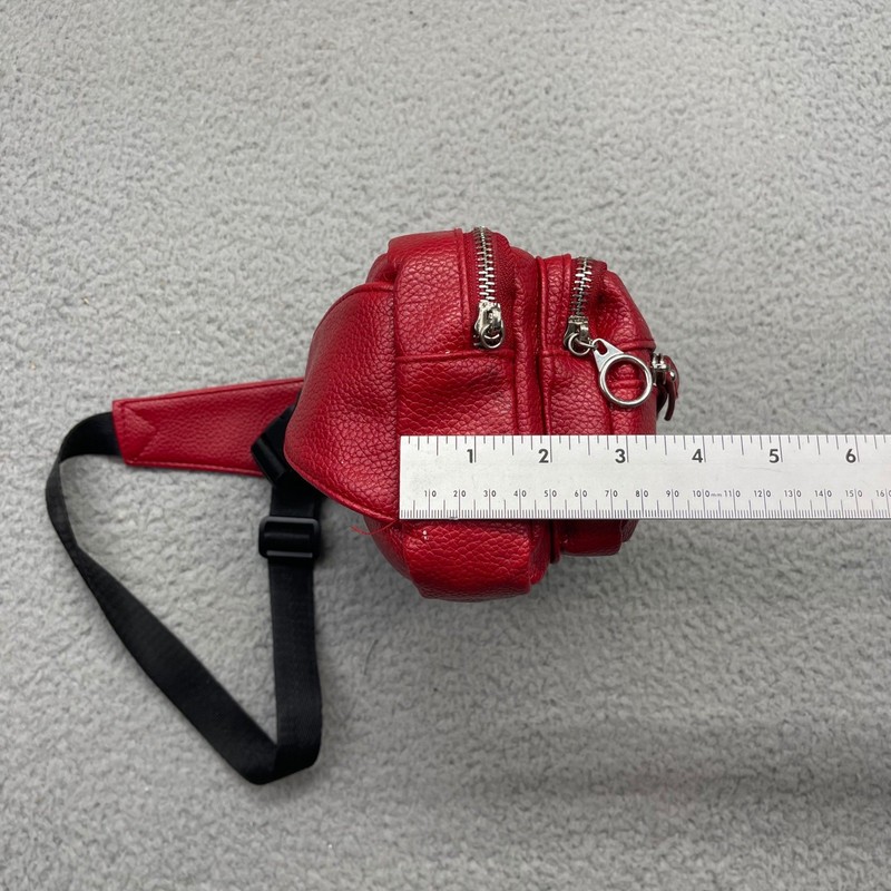 Red Faux Leather Fanny Pack Waist Bag Multi-Pocket Adjustable Strap Crossbody gallery