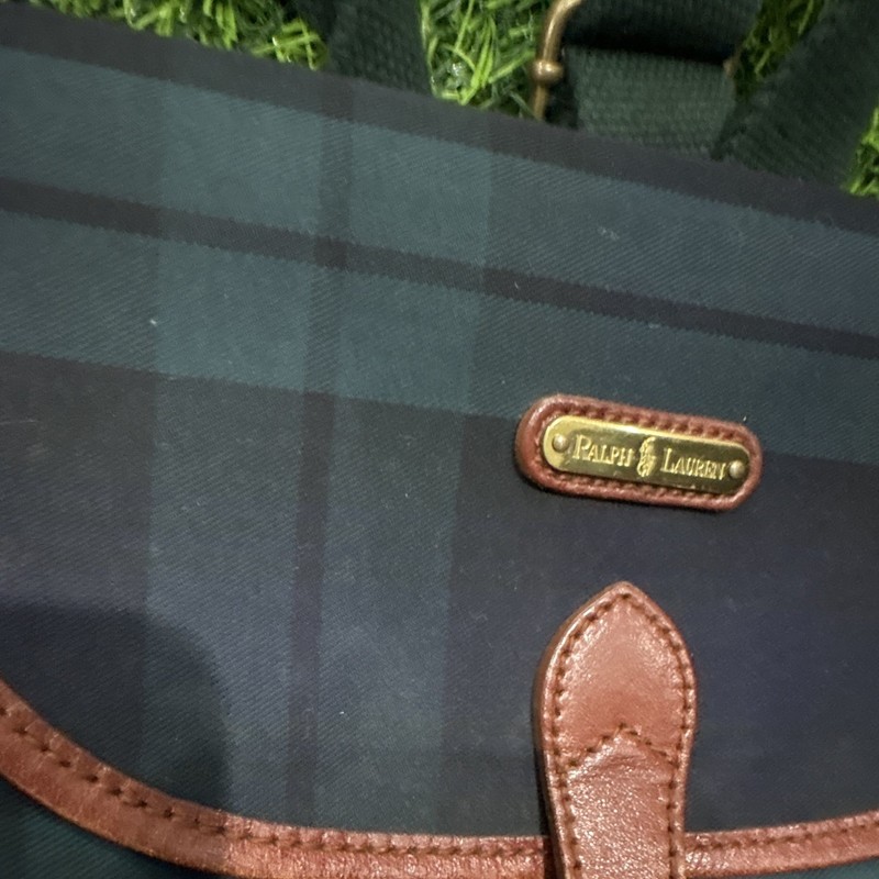 Very rare vintage limited edition Ralph Lauren hand bag Blue Plaid Backpack gallery