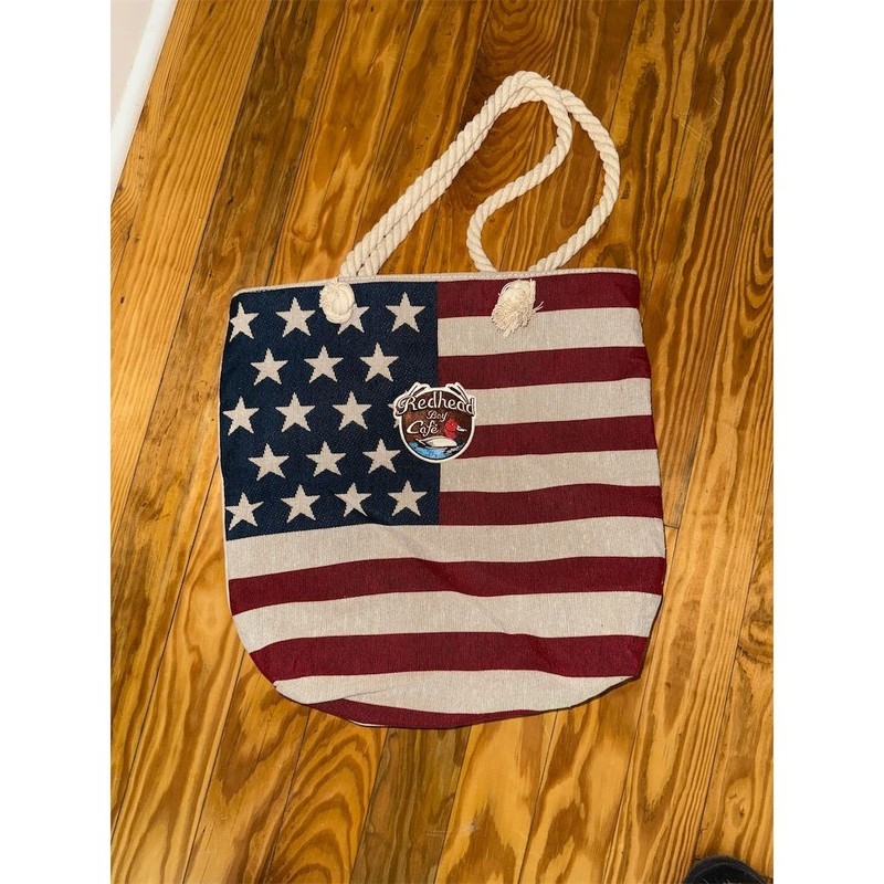 Bella Charm Patriotic American Flag Tote Bag with Rope Handles red head bay cafe