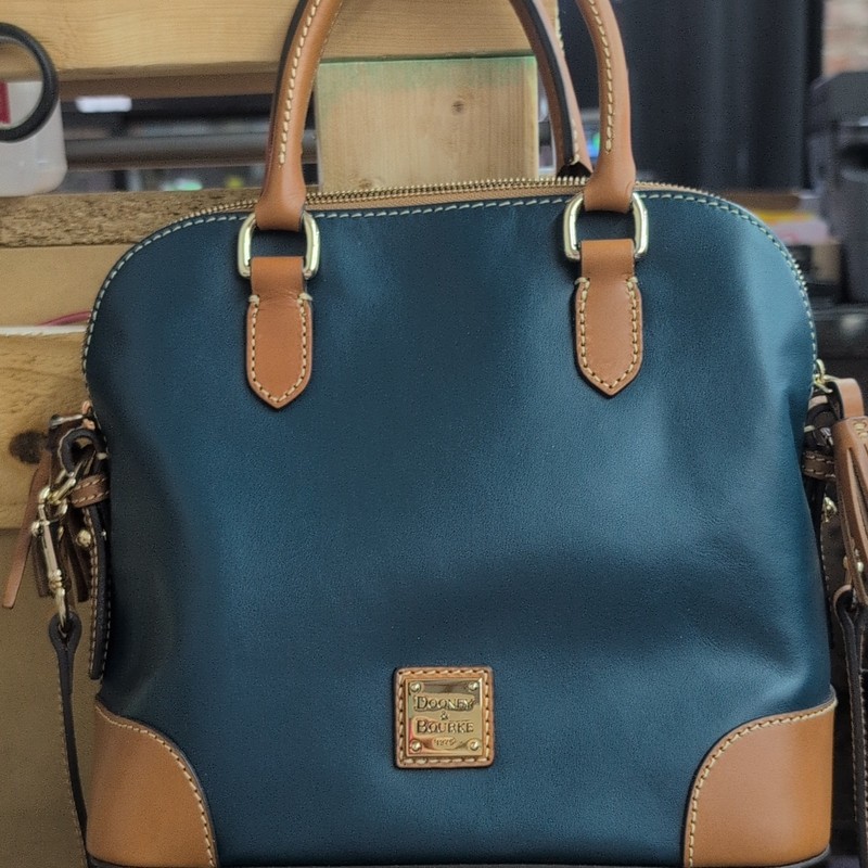 Dooney & Bourke Blue/Brown Medium Satchel Zip w/ Detachable Strap Outer Pockets