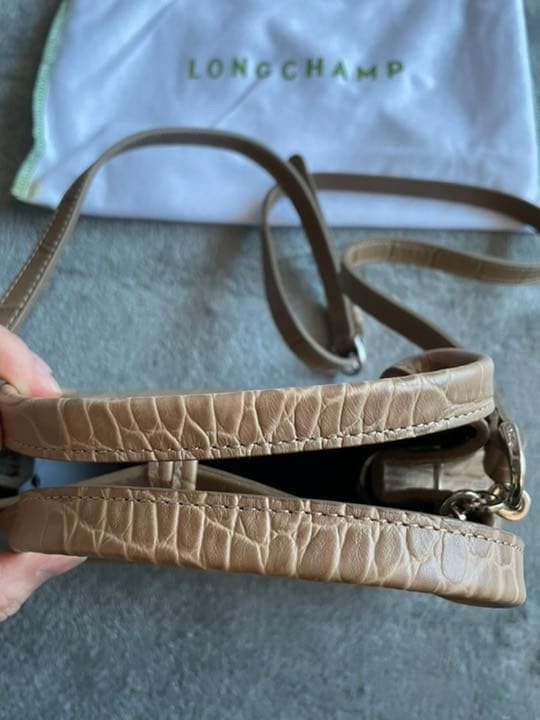 Longchamp Roseau Croco Embossed Handbag Shoulder Bag Leather Beige NEW Japan gallery