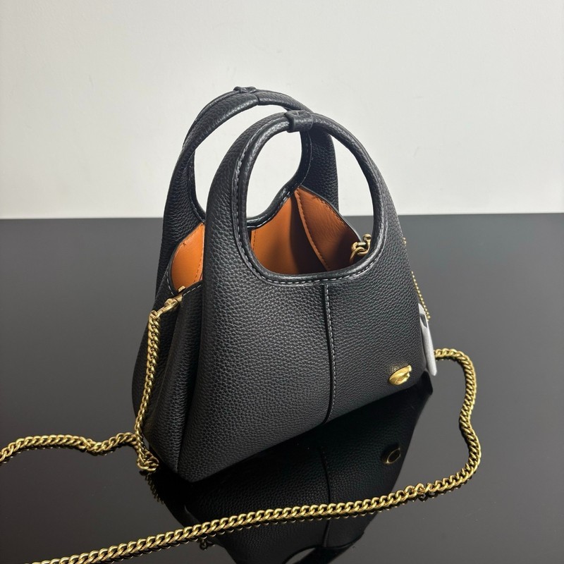 Coach CCY32 Lana Shoulder Bag 19 Handbag Polished Pebble Leather/Fabric Black gallery