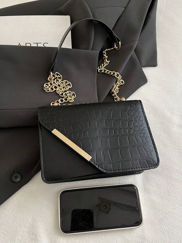 Mini Colorblock Ruched Crossbody Bag Women Metal Chain Shoulder Square Purse gallery