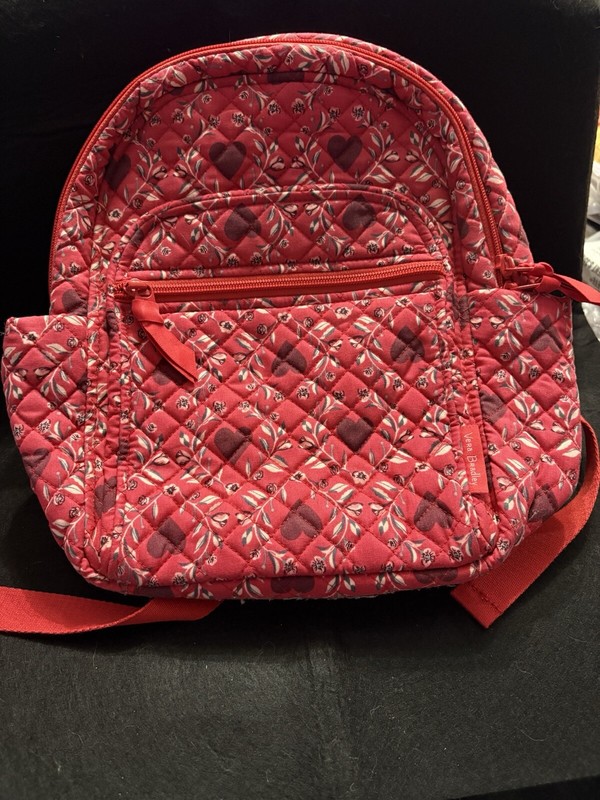 Vera Bradley Red Backpack, Flower/Heart Pattern .12 by 9 by 3 inches