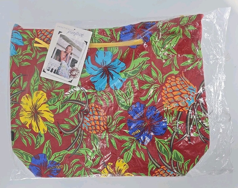 Tara Tiger LARGE Canvas Tote Bag beach bag Pockets colorful summer time 16×21
