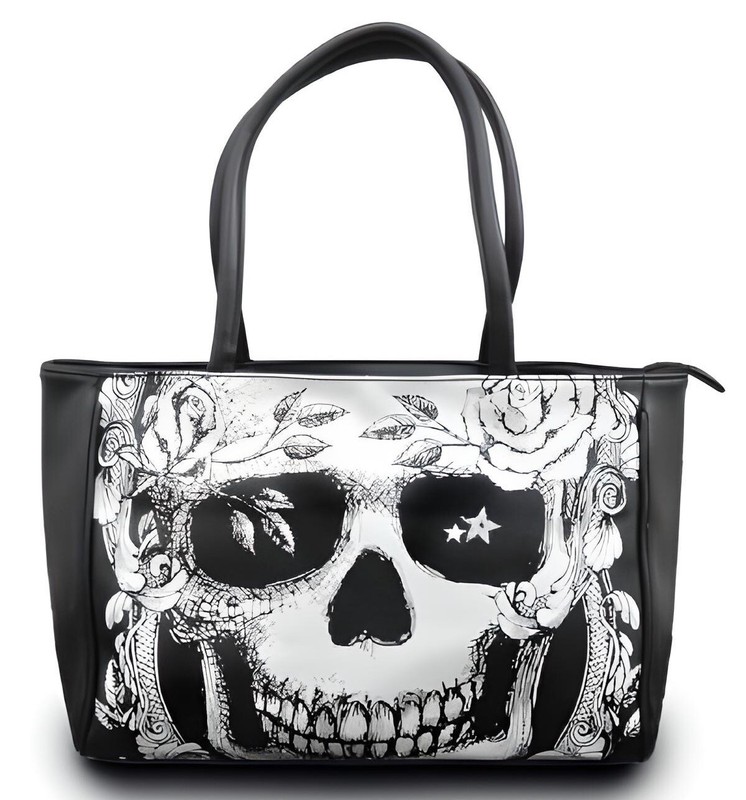 NEW Jawbreaker Women’s Black & White Death Notice Pleather Skull Purse Bag
