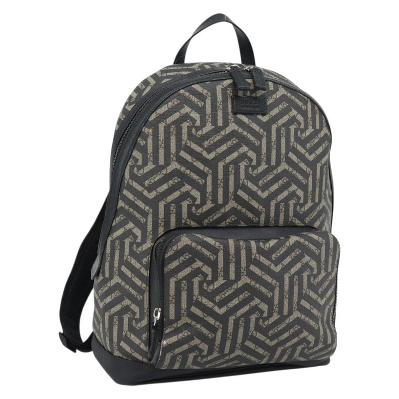 GUCCI GG Supreme Caleido Backpack PVC Beige Silver 406370 Auth ka4479