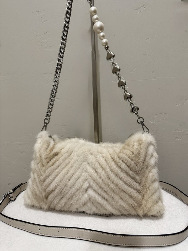 Cream Real Mink Fur Handmade Soft Slouchy Bag/Clutch/Shoulder Bag/Crossbody