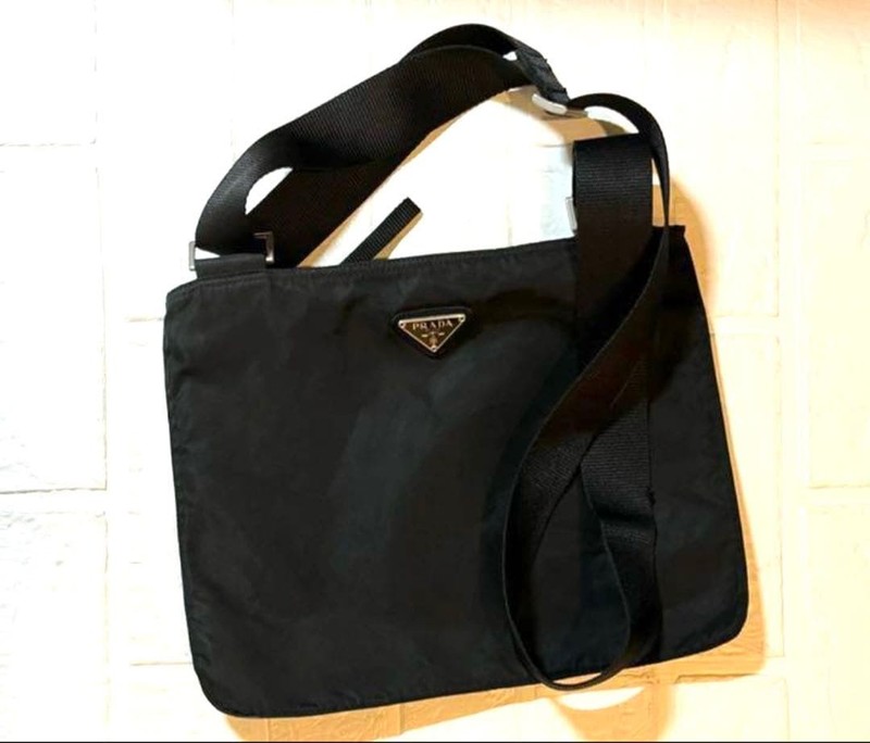 PRADA Shoulder Crossbody Bag Accessory Pouch Black Strap 128cm Womens Auth