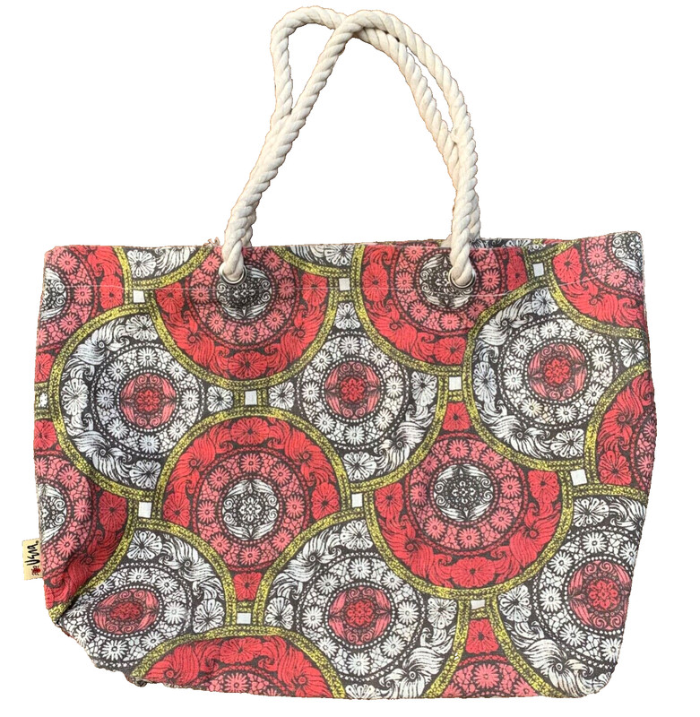 Vera Neuman Canvas Tote Beach Bag Rope Double Handle