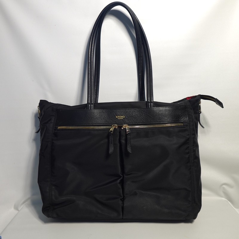 KNOMO London Black and Red Grosvenor Place Expandable 15”Laptop Tote Bag