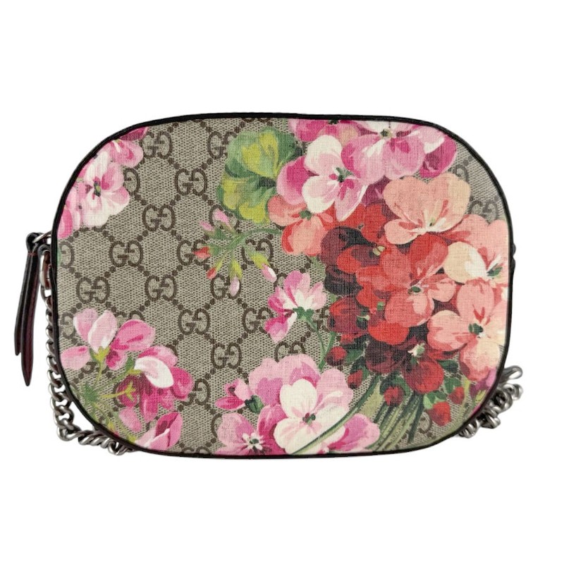 Auth GUCCI GG Blooms Shoulder Bag Brown/Pink PVC/Metal – z9972