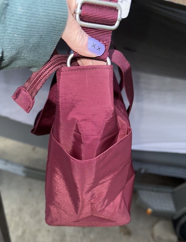 Baggallini Maroon Crossbody Nylon Hobo Crossbody Bag Medium Adjustable NWT $120 gallery