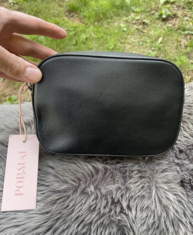 New Pop & Suki Black Leather Camera Crossbody Convertible Bag