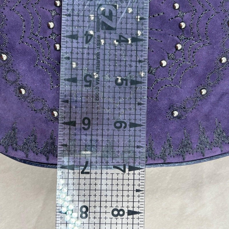 Wms Y2K Boho Hobo Bag Purple Suede Studded Spiderweb Whimsigoth Donald J Pliner gallery