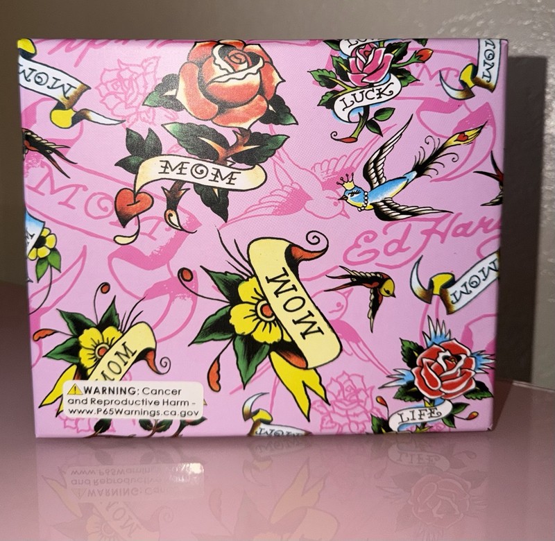 Ed Hardy Micro Organizer Crossbody Key Ring Skull Rose Tattoo Pink Red NIB gallery