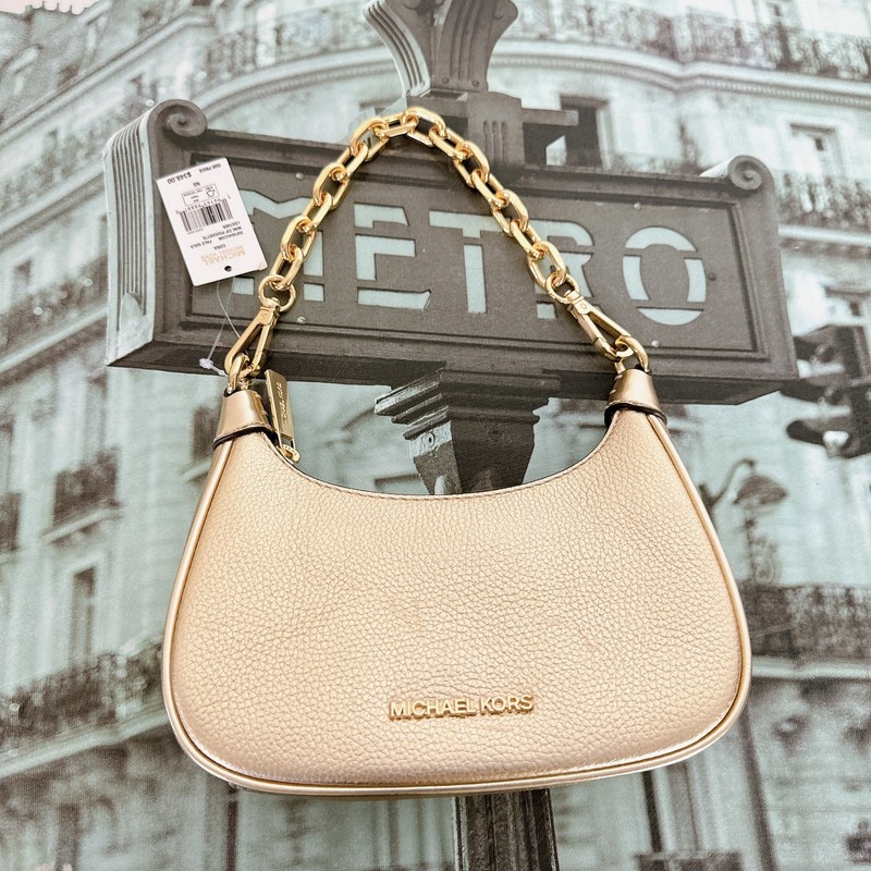 Michael Kors 35F3G4CC5M Cora Extra-Small Metallic Pebbled Leather IN PALE GOLD gallery