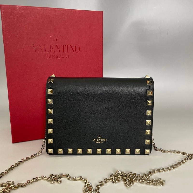 VALENTINO GARAVANI Bag: Rockstud Small Black W16H12D4cm w/dust bag box;01