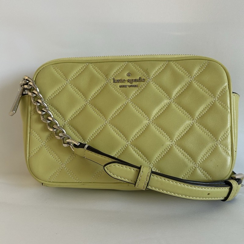 Kate Spade Briar Lane Quilted Leather Double Zip Crossbody Bag Citron