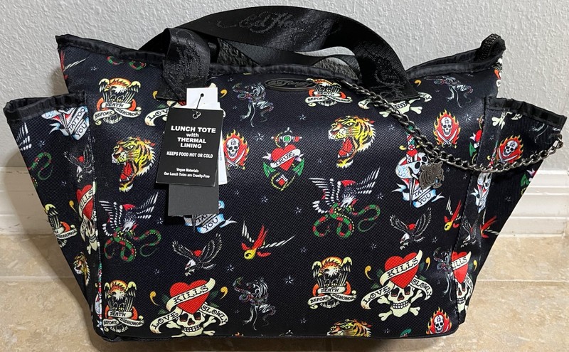 Ed Hardy Love Kills Slowly Lunch Tote Bag Insulated 2 Storage Containers